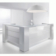 Bureau d'accueil lumineux Valde avec rangements intégrées - MDD - Blanc brillant, Gauche, 221_4