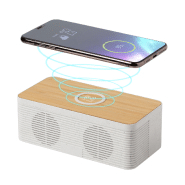 Enceinte Bluetooth avec chargeur sans fil 10W - Boîtier en bambou et paille de blé - Mains libres et rechargeable_4