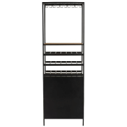 Armoire bouteilles et verres 2 portes FAKY - métal noir et bois naturel - design industriel - L60 x H180 x P42,5 cm_4