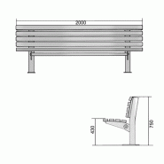 Banc public en bois Orca Ariane - lames en bois exotique et piètement en aluminium_4