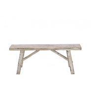 Banc rectangulaire BYZO - Bois blanc délavé - Style bohème - 120 cm x 45 cm x 25 cm_4