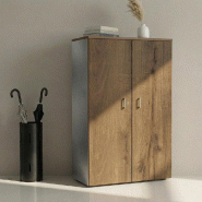 Armoire moyenne avec portes en bois - Mobel Linea - 100, Chêne veiné_0