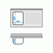 Plonge Inox 1 bac avec passage lave-vaisselle - P 700 - GGM -_4