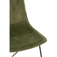 Chaise RATRI en velours vert olive - Piétement en métal noir - Style industriel - Dimensions L64 x H89 x P47 cm_4