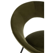 Chaise ronde TROE avec trou - Vert - Siège confortable avec accoudoirs - Piètement en métal noir_4