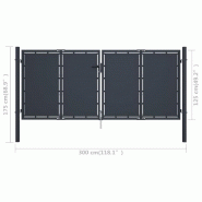 Vidaxl portail de jardin acier 300 x 125 cm anthracite 144525_4