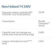 T4.100v tracteur agricole - New Holland - puissance maxi 73/99 kW/ch - cabine VisionView™ spacieuse et moteur FPT Tier 4A_4