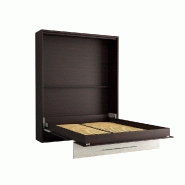 Armoire lit escamotable Mykonos Wengué / Pin - Couchage 160x200 cm - Ouverture assistée et design bi-ton_4