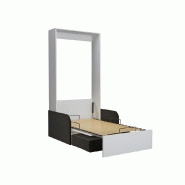 Armoire lit escamotable Dynamo Sofa - Blanc avec canapé tissu anthracite et accoudoirs - Couchage 90x200 cm_4