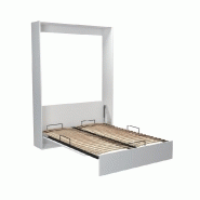 Composition armoire lit escamotable DYNAMO blanc mat - Couchage 140x200 cm avec colonne bibliothèque intégrée_4