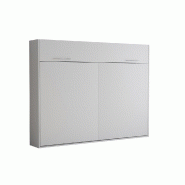 Armoire-lit escamotable VERTIGO SOFA - Blanc, canapé gris 4 coussins - Couchage 160x200 cm_4