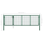 Vidaxl portillon acier 350x100 cm vert 144305_4