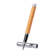 Parure - Stylo bille et roller en métal avec cuir recyclé - Encre bleue - Livrés dans une boîte en papier kraft_4