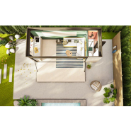 Container pool house avec hayon manuel et personnalisation possible