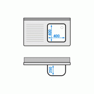 Plonge inox 1 bac et égouttoir sur placard - P 600 mm -_4