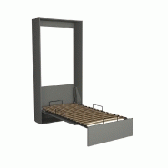 Armoire lit escamotable Dynamo - Gris mat - Ouverture assistée - Couchage 90x200 cm - Sommier à lattes_4