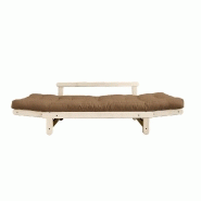 Banquette méridienne futon Beat - Pin naturel - Tissu coloris mocca - Couchage 75x200 cm - Marque Karup_4