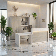 Bureau d'accueil PMR 1 personne Eira avec option LED - Mobel Linea - 222, Gauche, Oui, Blanc / acacia clair_4