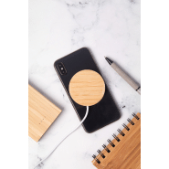 Chargeur magnétique sans fil - rapide 10W - en bambou et plastique transparent - compatible iPhone 12 et plus récent_4