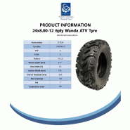 24x8.00-12 Quad ATV Tyres 6ply Wanda P3128 E-Marked Road Legal 40J (Set of 4)_4