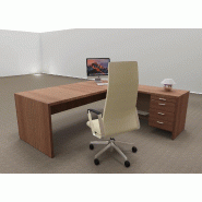 Bureau avec retour T45 finition bois- Quadrifoglio. - 200, Noyer canaletto, Droite_4