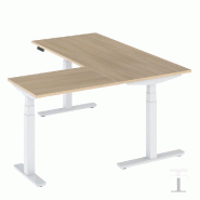 Bureau d'angle réglable TRAM - Mobel Linea - 120, Blanc, Acacia foncé_4