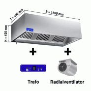 Hottes caisson inox avec moteur, variateur, filtre et éclairage - Profondeur 1100 mm - 1800_4