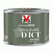 Peinture décorative kaki grisé pour surfaces en bois neufs ou à rénover