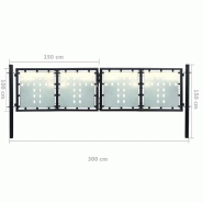 Vidaxl portail simple de clôture noir 300x150 cm 141691_4