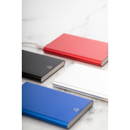 Power Bank - boîtier en aluminium recyclé - batterie 4000 mAh - ports USB et USB-C - couleur bleue_4