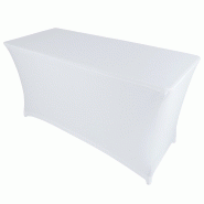 Table pliante 180cm - 4 réhausseurs - nappe stretch blanche - hauteur ajustable 74 à 90 cm_4