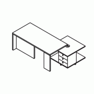 Bureau Exécutif design italien et meuble de service 2 caissons 3 tiroirs - 2 modules ouverts So Terra_4