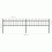 Vidaxl clôture de jardin avec dessus en cerceau acier 3,4 x 0,6 m noir 277639_4