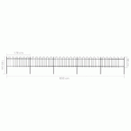 Vidaxl clôture de jardin avec dessus en cerceau acier 8,5 x 0,8 m noir 277651_4