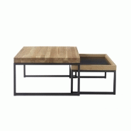 Table basse gigognes LUCON - Chêne massif FSC - Pieds en acier noir epoxy - Design contemporain_4