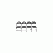 Lot de 10 chaises pliantes grises anti-feu M2 - Crochets de liaison - Intérieur/Extérieur - Structure acier et assise PEHD_4