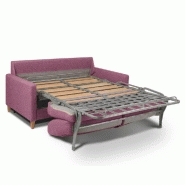 Canapé convertible OGGETTO - Matelas 16 cm - Système express - Sommier à lattes 120 cm - Velours rose - Renatonisi_4