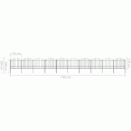 Vidaxl clôture de jardin à dessus en lance acier (1,5-1,75)x17 m noir 277748_4
