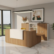 Bureau d'accueil d'angle avec accès PMR Delta Plus - Mobel Linea - Acacia foncé, Droite, 264, Oui_0