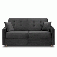 Canapé convertible express MINNEAPOLIS - Matelas 140cm comfort BULTEX® 12cm - Sommier lattes bois RENATONISI - Velours gris foncé_4