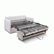 Canapé convertible express UTOPIA - 140 cm - Matelas Memory 20 cm - Velours blanc nacré - Finition matelassée_4