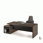 Bureau Manager Sile avec meuble intégré- Bralco - Oui, 208, Noyer, Non, Droite_0