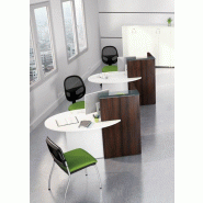 Bureau d'accueil oval avec parties haute et basse - MDD - Wengé, A gauche_0