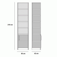 Composition lit escamotable style industriel KEY - bi-ton chêne noir mat 90x200 cm - L205 cm avec colonnes de rangement_4