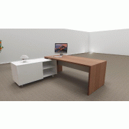 Bureau d'angle T45 avec desserte dos design - Quadrifoglio - 192, Gauche, Noyer Canaletto et blanc_4
