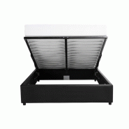 Cadre de lit Dorres 160x200 cm - Sommier relevable avec coffre de rangement - Polyuréthane noir_4