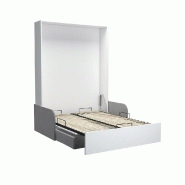 Composition lit escamotable blanc mat Dynamo Sofa - canapé avec accoudoirs gris - 2 colonnes + angle - couchage 140x200 cm_4