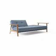 INNOVATION LIVING - Canapé-lit convertible SPLITBACK FREJ 115x200 cm - Piètement chêne - Tissu Mixed Dance Blue_4