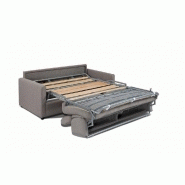 Canapé-lit convertible LEVALLOIS Express - Sommier à lattes 120x197cm - Matelas 16cm - Tête de lit intégrée - Marron_4