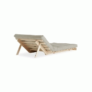 Fauteuil convertible futon ROOTS en pin naturel - Tissu lin - Couchage 90 x 200 cm - Design japonais et scandinave_4